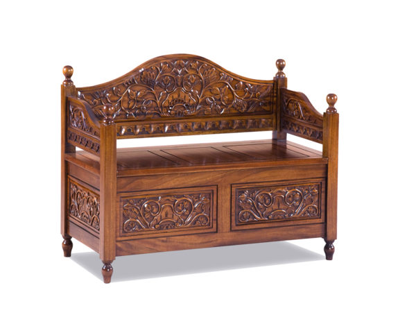 L020- Intricate Carved Storage Bench
